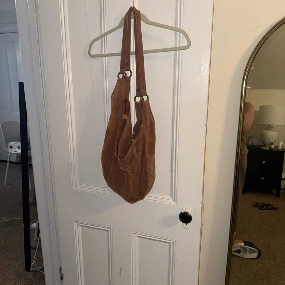 Free People Suede Hobo Shoulder Bag in Cognac